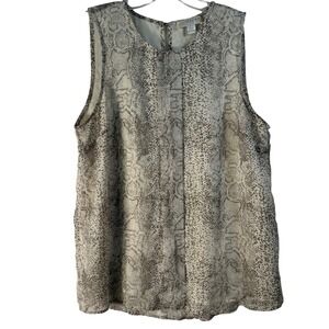 Kenar Womens Snakeskin Print Sleeveless Blouse Beige Gray Large MC8210L-565P781